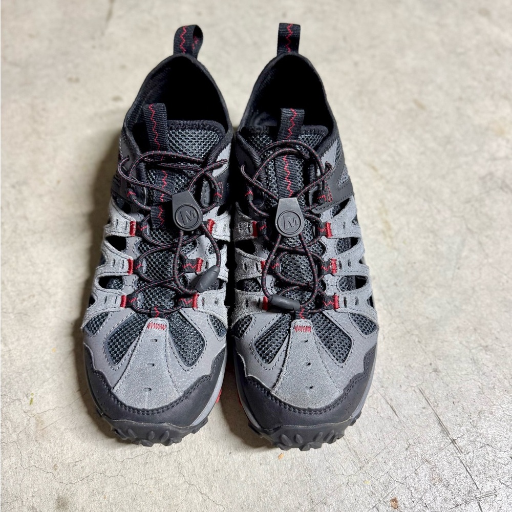 Merrell Gray and Black Athletic Shoes with Velcro Straps